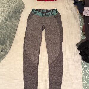 Gymshark Women’s Charcoal Leggings with Teal Waistband